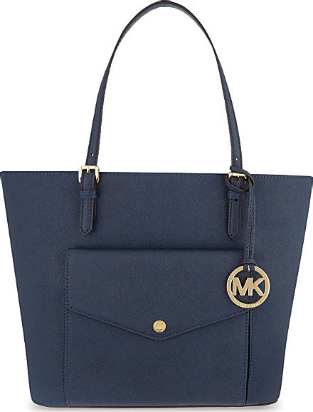 michael kors saffiano jet set large tote navy
